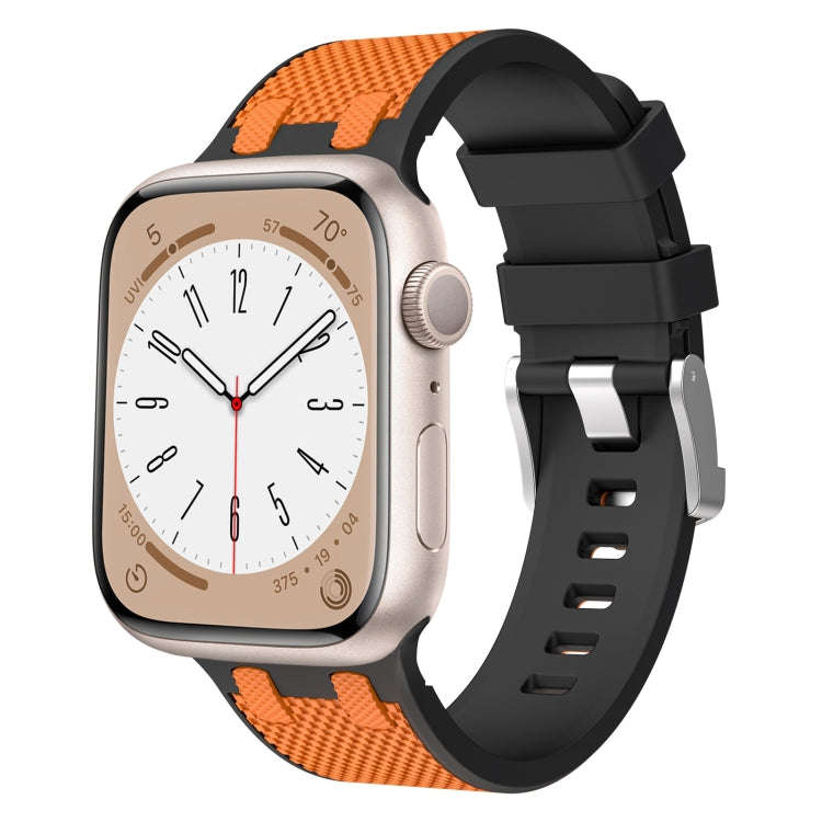 For Apple Watch Series 2 42mm Oak Silicone Watch Band(Black Orange)