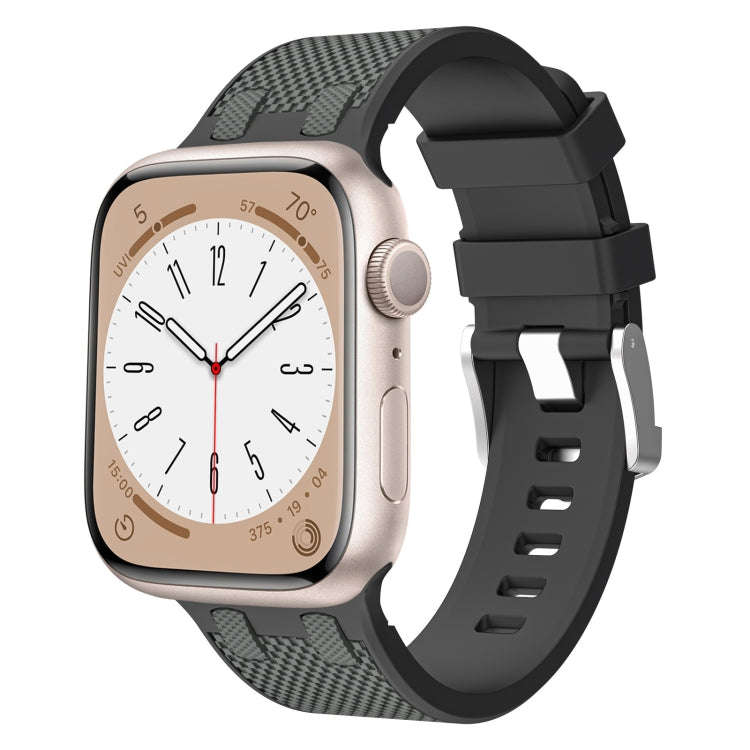 For Apple Watch 42mm Oak Silicone Watch Band(Black Grey)
