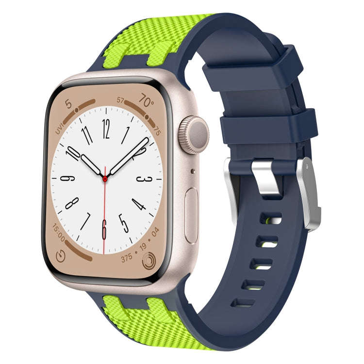 For Apple Watch 42mm Oak Silicone Watch Band(Blue Lime)