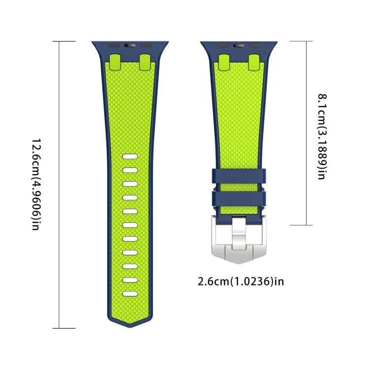 For Apple Watch 42mm Oak Silicone Watch Band(Blue Lime)