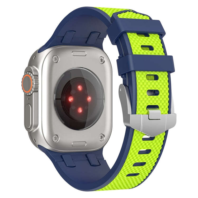 For Apple Watch 42mm Oak Silicone Watch Band(Blue Lime)
