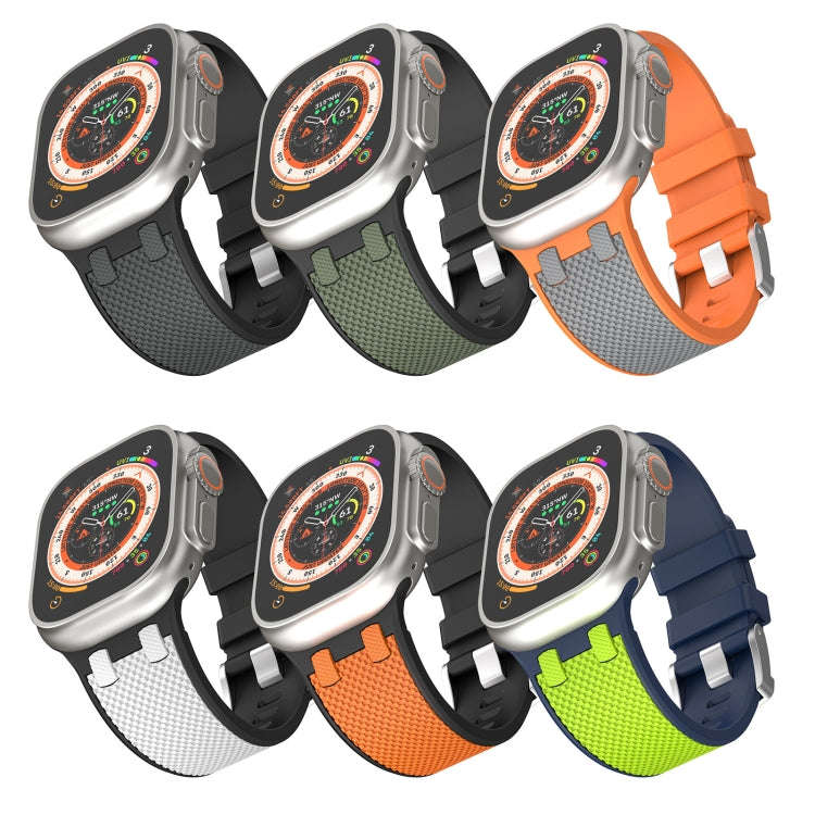 For Apple Watch 42mm Oak Silicone Watch Band(Black Army Green)