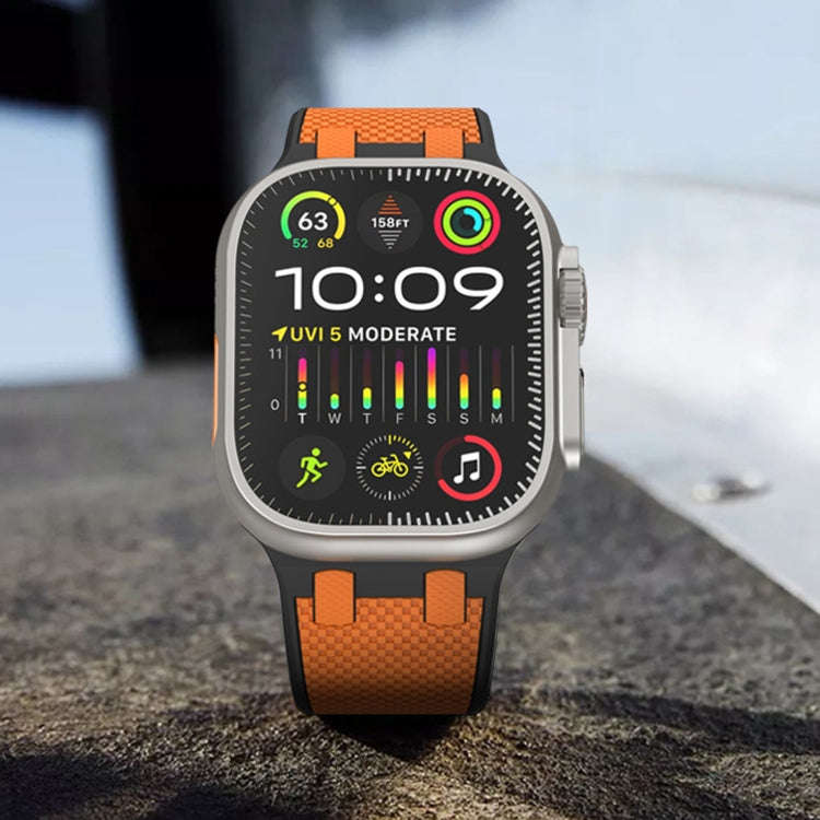 For Apple Watch Series 4 44mm Oak Silicone Watch Band(Orange Grey)
