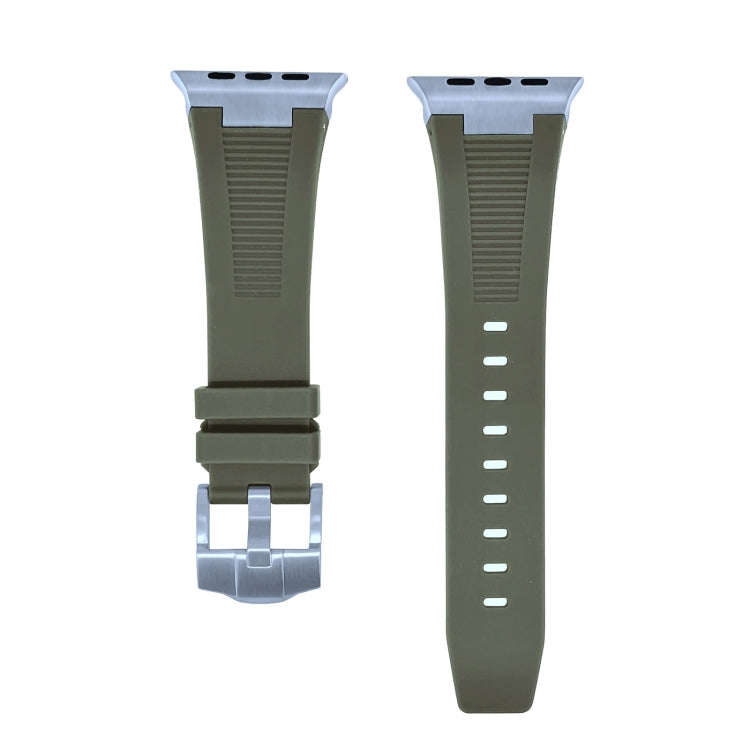 For Apple Watch Ultra 2 49mm Loners Liquid Silicone Watch Band(Silver Green)