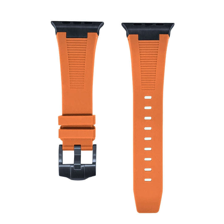 For Apple Watch Ultra 49mm Loners Liquid Silicone Watch Band(Black Orange)