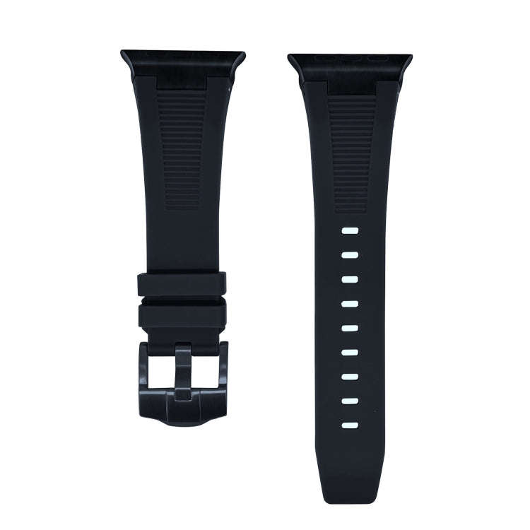 For Apple Watch Ultra 49mm Loners Liquid Silicone Watch Band(Black Black)