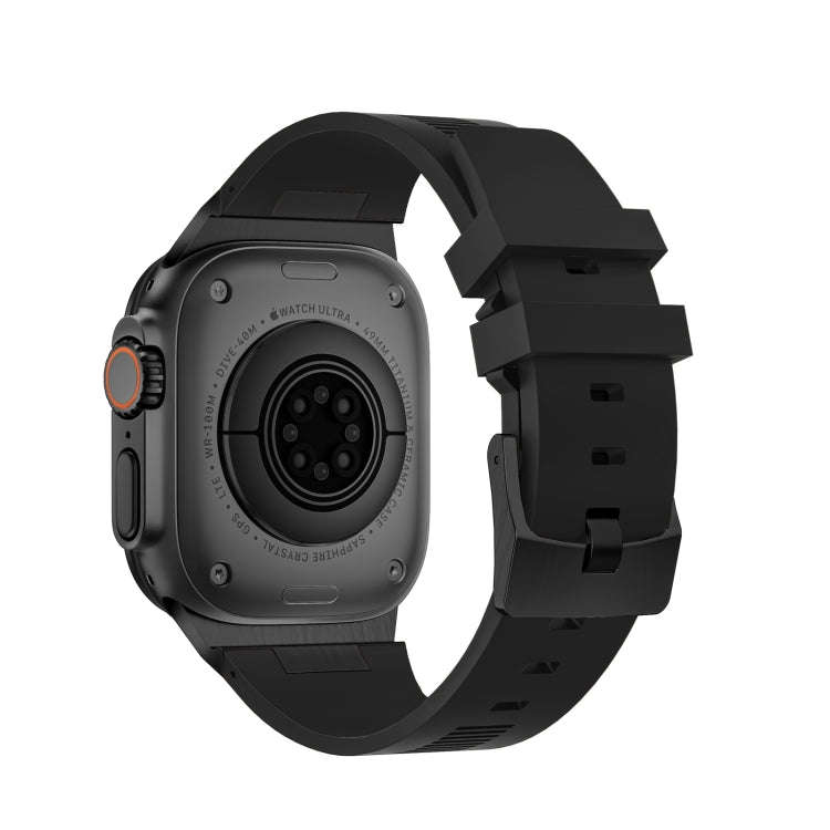 For Apple Watch Ultra 49mm Loners Liquid Silicone Watch Band(Black Black)
