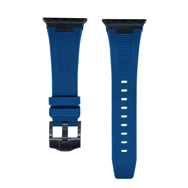 For Apple Watch Ultra 49mm Loners Liquid Silicone Watch Band(Black Midnight Blue)
