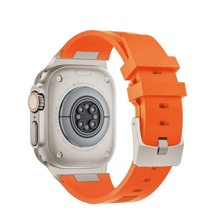 For Apple Watch Ultra 49mm Loners Liquid Silicone Watch Band(Titanium Orange)