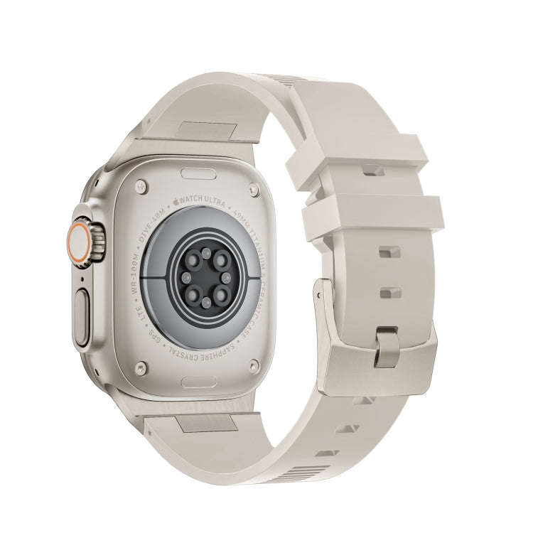 For Apple Watch Series 8 45mm Loners Liquid Silicone Watch Band(Titanium Starlight)