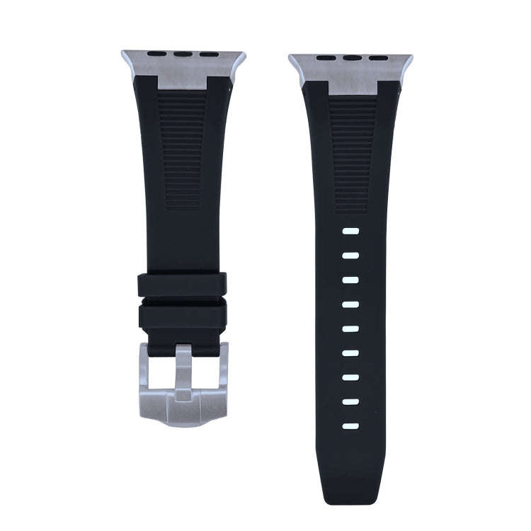 For Apple Watch Series 7 45mm Loners Liquid Silicone Watch Band(Titanium Black)