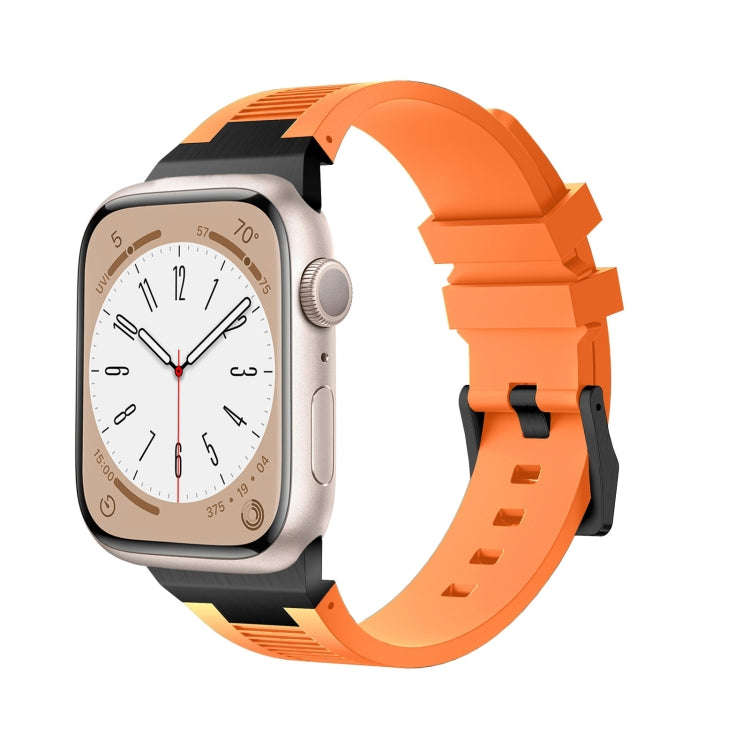 For Apple Watch Series 3 42mm Loners Liquid Silicone Watch Band(Black Orange)