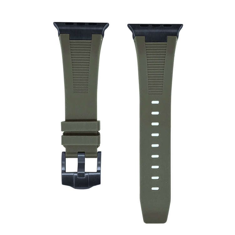 For Apple Watch Series 3 42mm Loners Liquid Silicone Watch Band(Black Green)