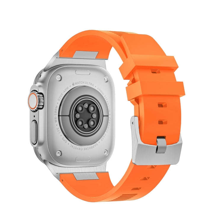 For Apple Watch Series 3 42mm Loners Liquid Silicone Watch Band(Sliver Orange)
