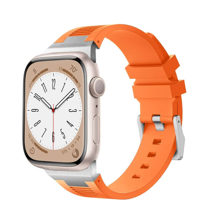 For Apple Watch Series 2 42mm Loners Liquid Silicone Watch Band(Sliver Orange)