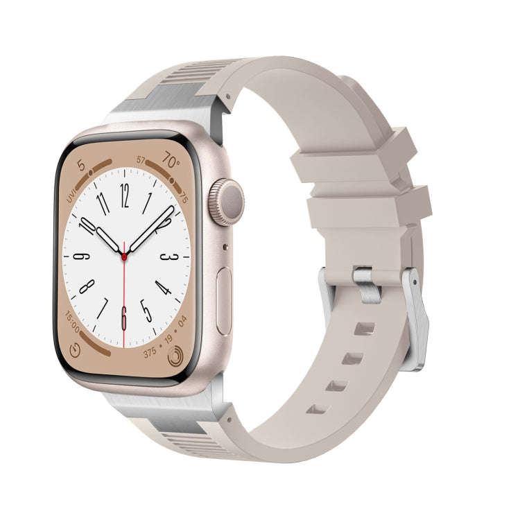 For Apple Watch 42mm Loners Liquid Silicone Watch Band(Silver Starlight)