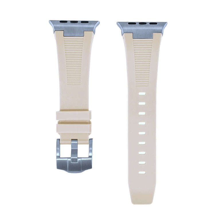 For Apple Watch 42mm Loners Liquid Silicone Watch Band(Silver Starlight)