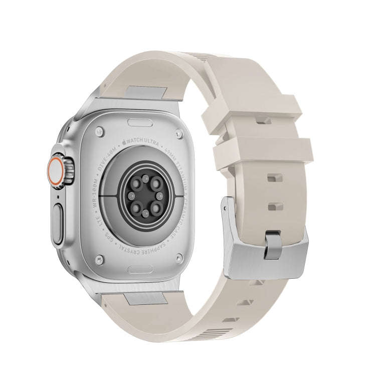 For Apple Watch 42mm Loners Liquid Silicone Watch Band(Silver Starlight)