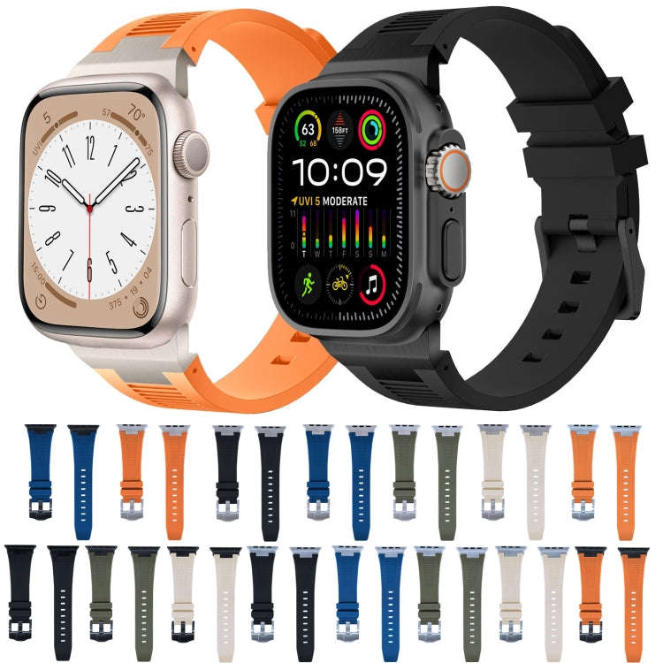 For Apple Watch Series 7 45mm Loners Liquid Silicone Watch Band(Titanium Black)