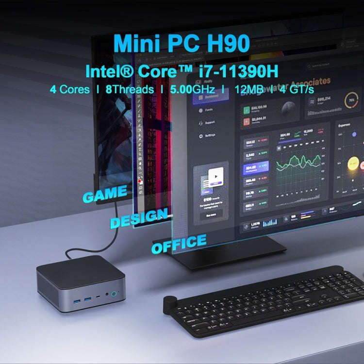 GXMO H90 Windows 11 Intel Core i7 11390H Processor Mini Computer, Specification:Without RAM & SSD