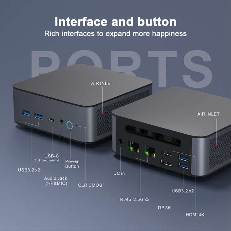 GXMO H90 Windows 11 Intel Core i7 11390H Processor Mini Computer, Specification:Without RAM & SSD