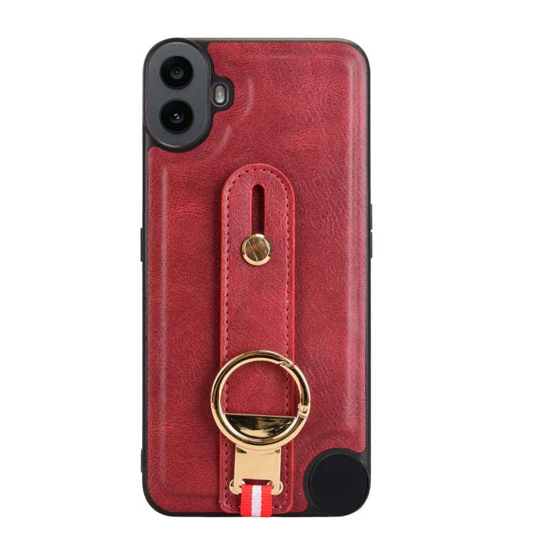 For Nothing CMF Phone 1 Wristband Leather Back Phone Case(Red)