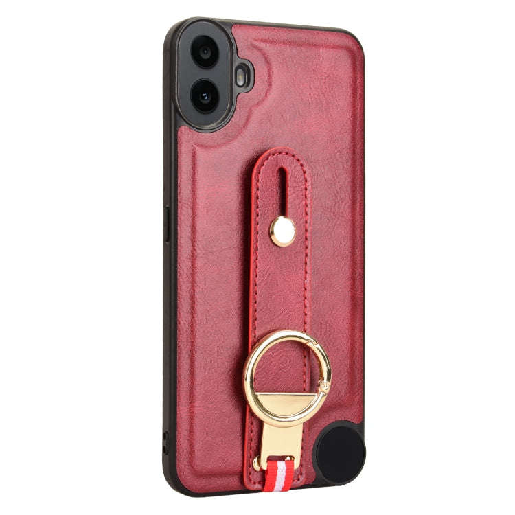 For Nothing CMF Phone 1 Wristband Leather Back Phone Case(Red)