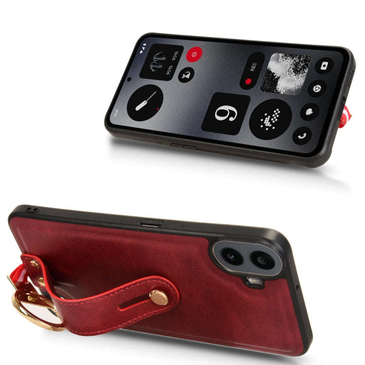 For Nothing CMF Phone 1 Wristband Leather Back Phone Case(Red)