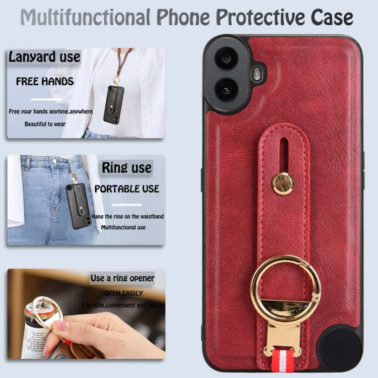 For Nothing CMF Phone 1 Wristband Leather Back Phone Case(Red)