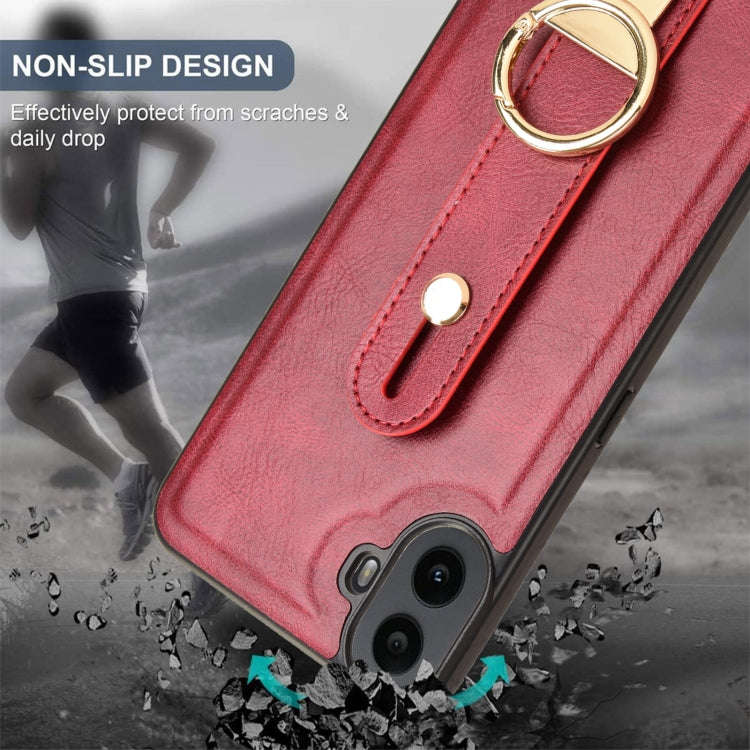 For Nothing CMF Phone 1 Wristband Leather Back Phone Case(Red)