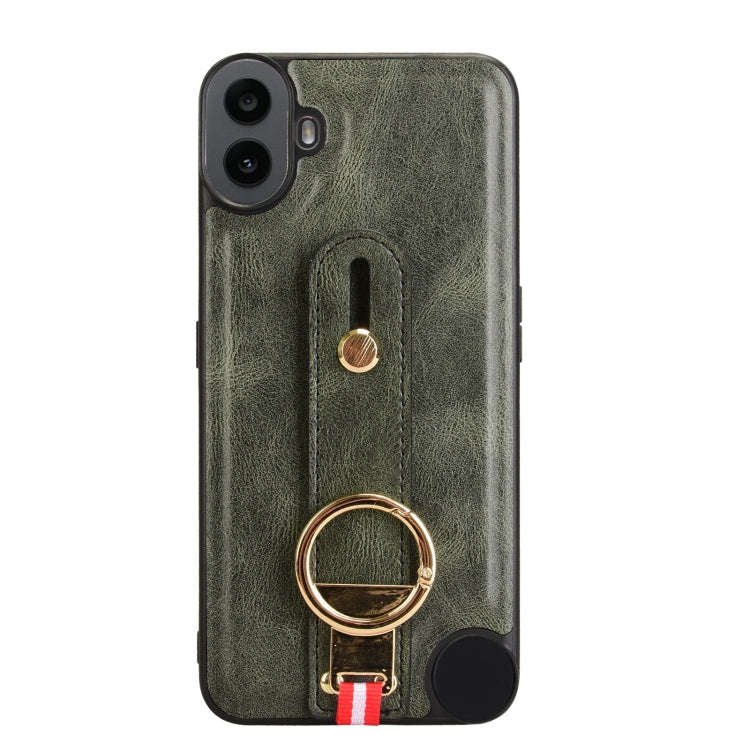 For Nothing CMF Phone 1 Wristband Leather Back Phone Case(Green)