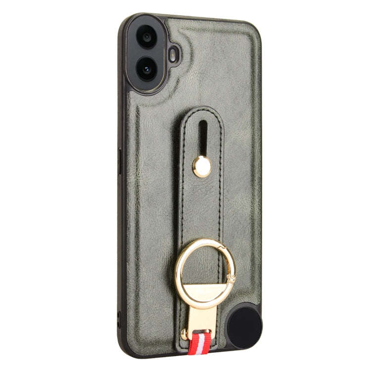 For Nothing CMF Phone 1 Wristband Leather Back Phone Case(Green)