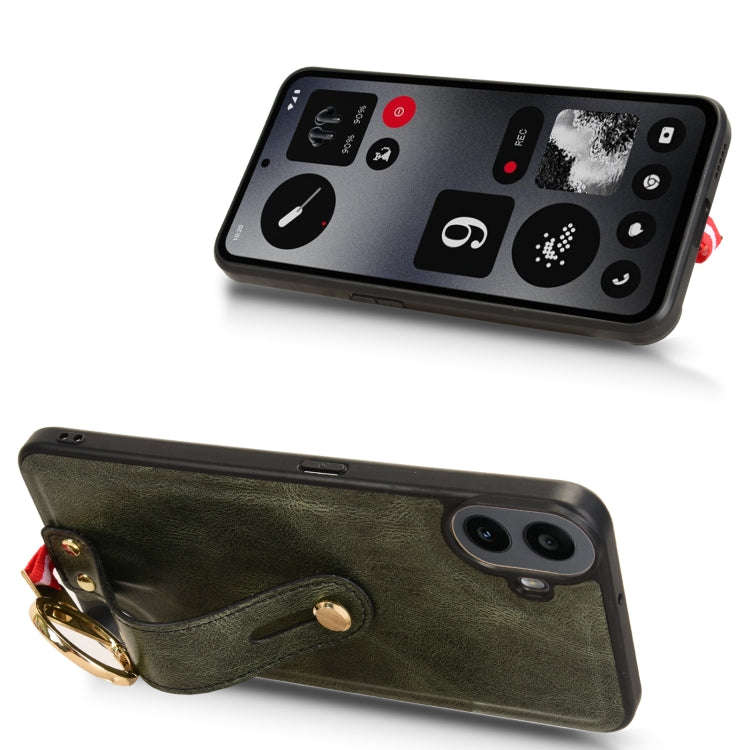 For Nothing CMF Phone 1 Wristband Leather Back Phone Case(Green)
