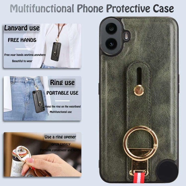 For Nothing CMF Phone 1 Wristband Leather Back Phone Case(Green)