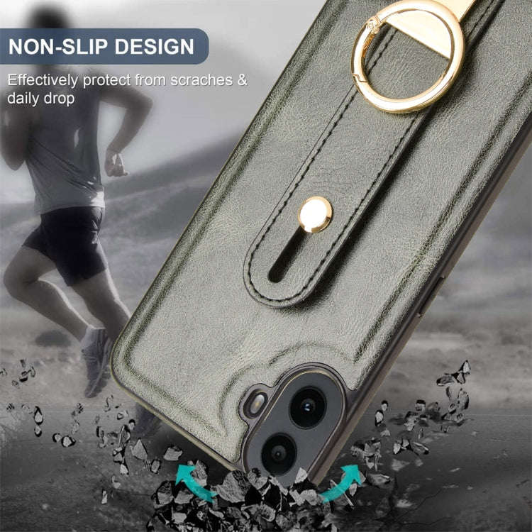 For Nothing CMF Phone 1 Wristband Leather Back Phone Case(Green)