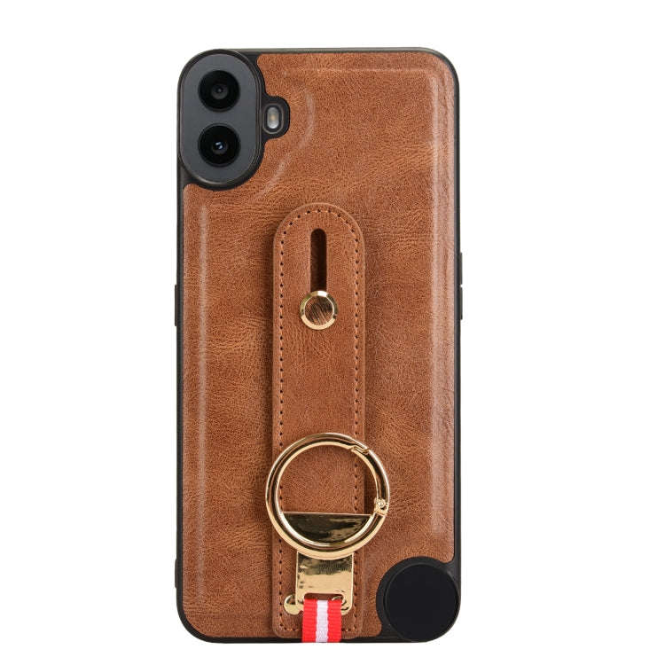 For Nothing CMF Phone 1 Wristband Leather Back Phone Case(Brown)