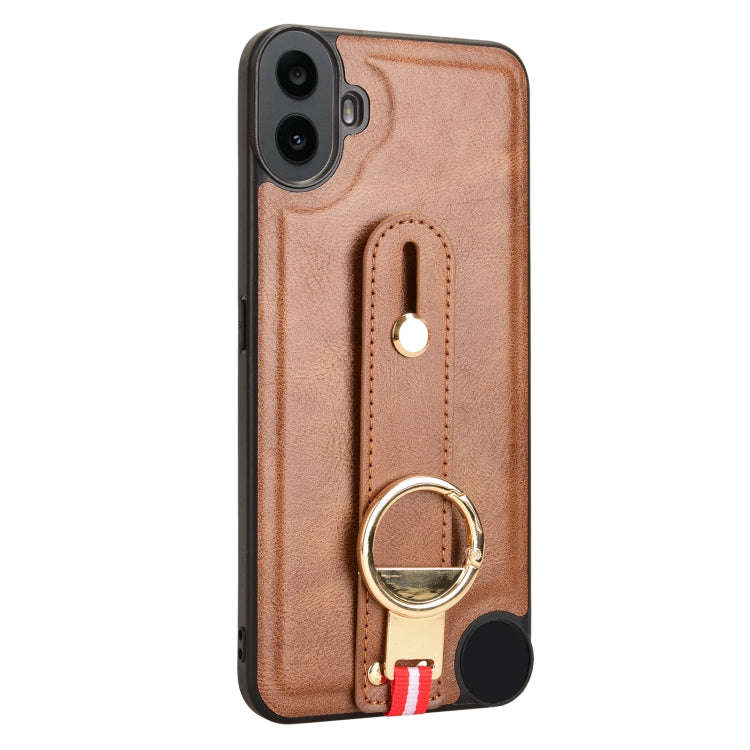 For Nothing CMF Phone 1 Wristband Leather Back Phone Case(Brown)