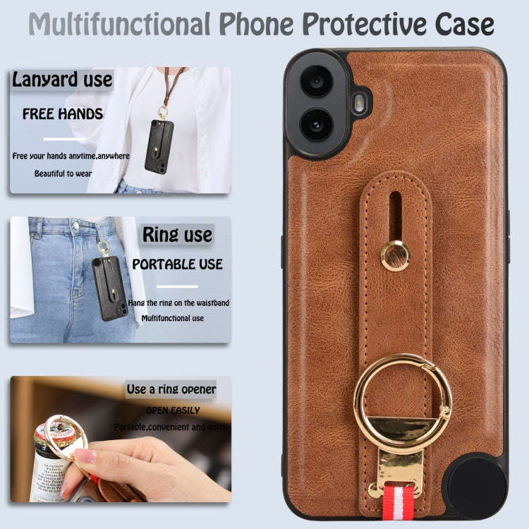 For Nothing CMF Phone 1 Wristband Leather Back Phone Case(Brown)