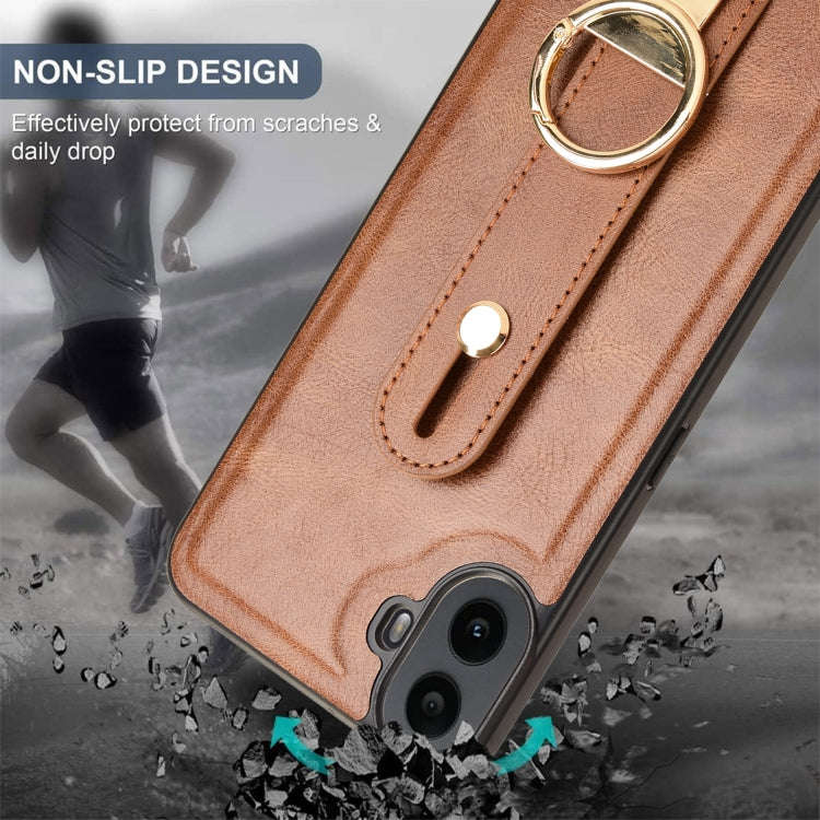 For Nothing CMF Phone 1 Wristband Leather Back Phone Case(Brown)