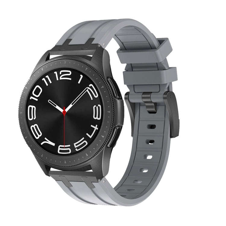 20mm Flat Head Silicone Watch Band(Black Grey)