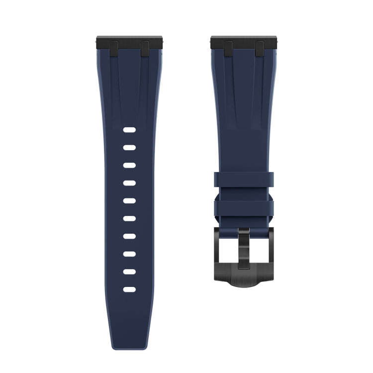 20mm Flat Head Silicone Watch Band(Black Blue)