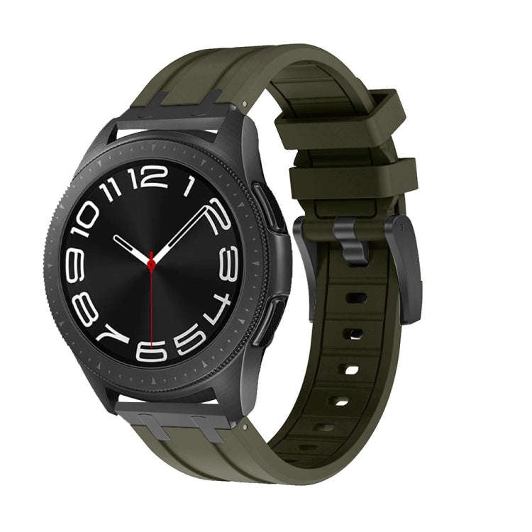 20mm Flat Head Silicone Watch Band(Black Green)