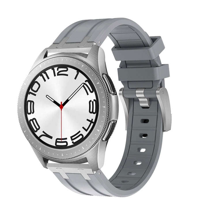 20mm Flat Head Silicone Watch Band(Silver Grey)