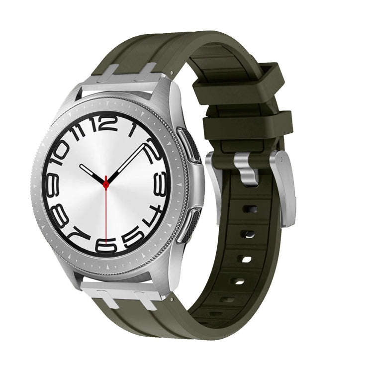 20mm Flat Head Silicone Watch Band(Silver Green)