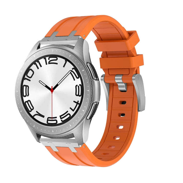 22mm Flat Head Silicone Watch Band(Silver Orange)