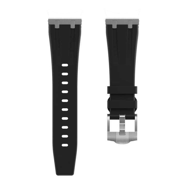 22mm Flat Head Silicone Watch Band(Silver Black)