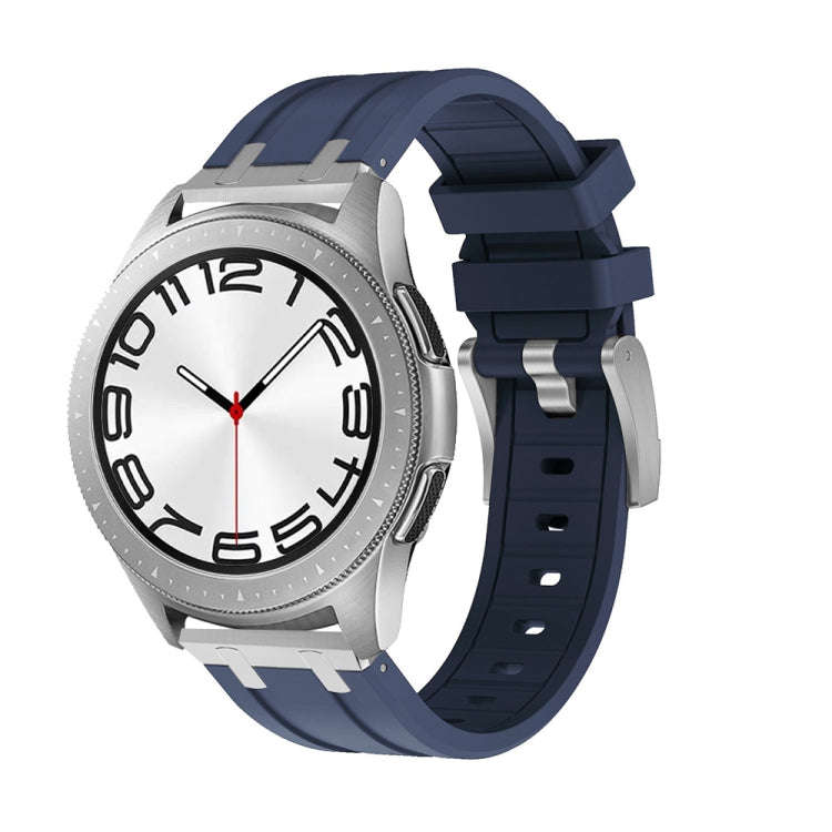 22mm Flat Head Silicone Watch Band(Silver Blue)