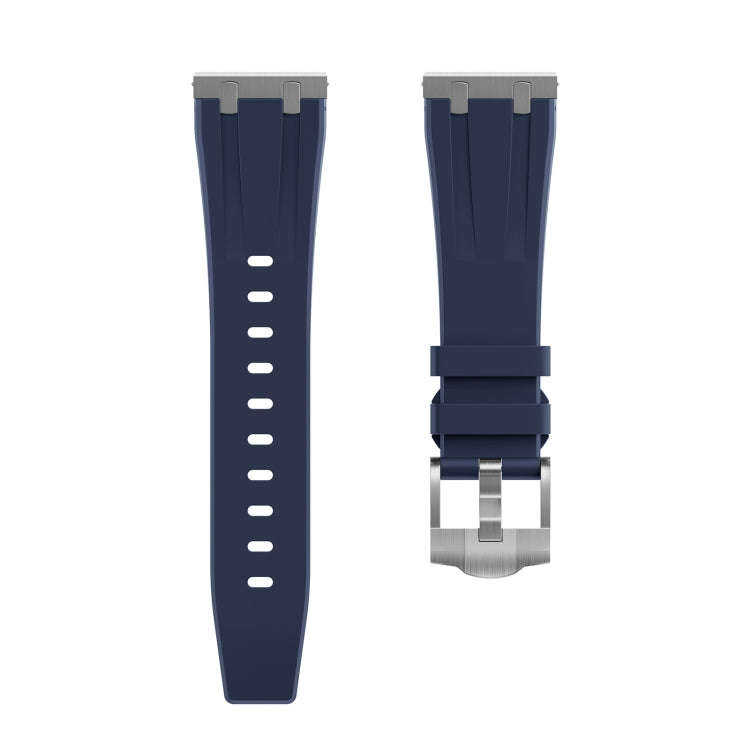 22mm Flat Head Silicone Watch Band(Silver Blue)