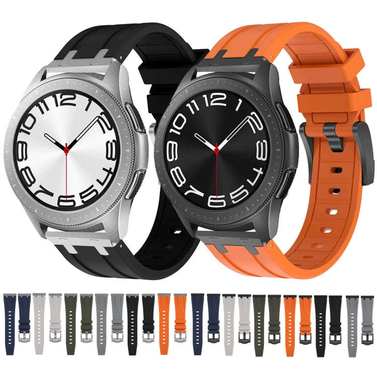 20mm Flat Head Silicone Watch Band(Black Grey)