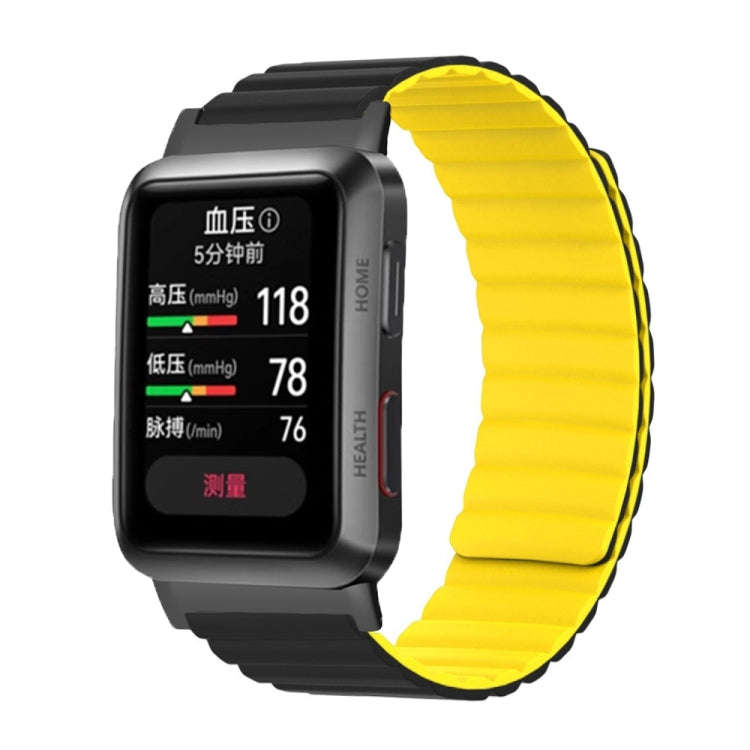 For Huawei Watch D Magnetic Silicone Watch Band(Black Yellow)